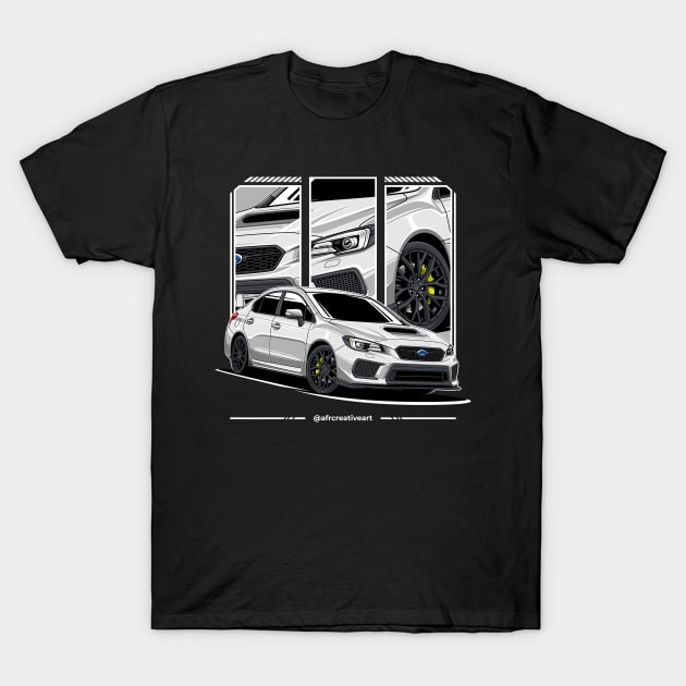 Subie Impreza WRX STi Special (White) T-Shirt by afrcreativeart